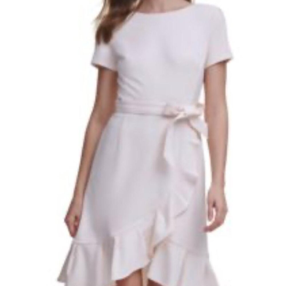 Calvin Klein Women Short Sleeve Ruffle Skirt Dress